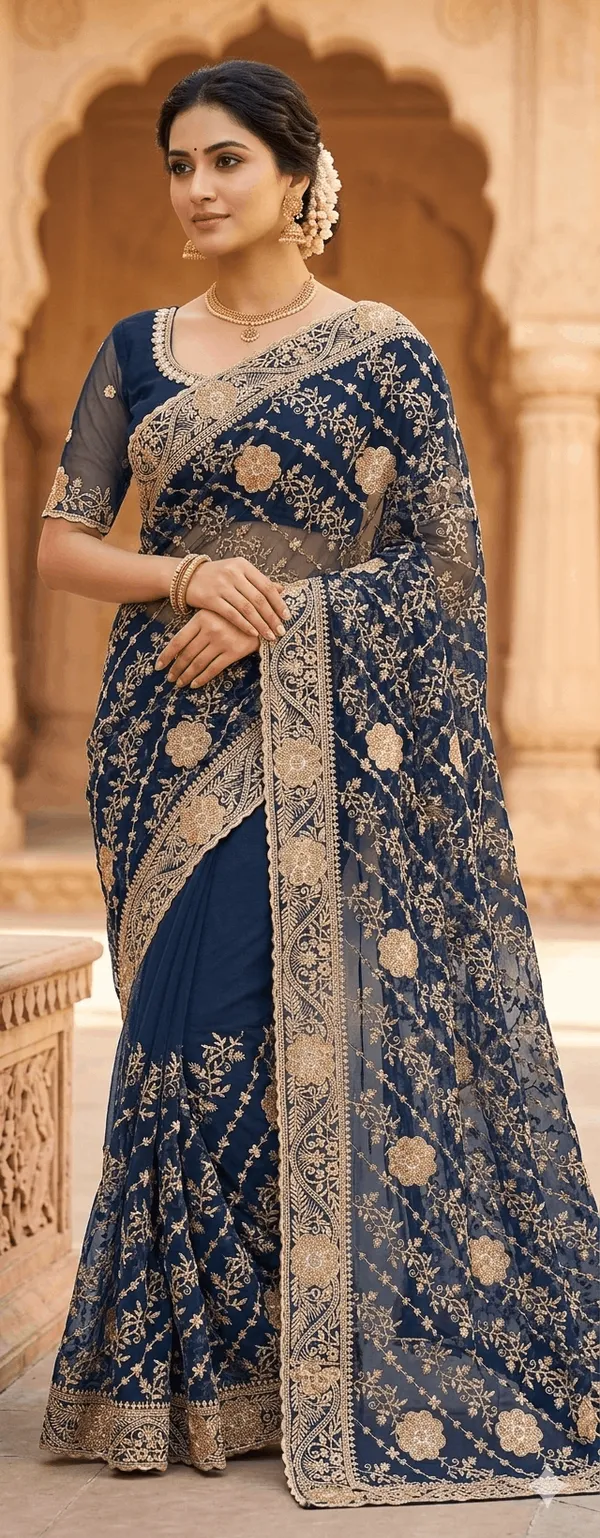 Navy_Blue_Pure_Georgette_saree_For_Women