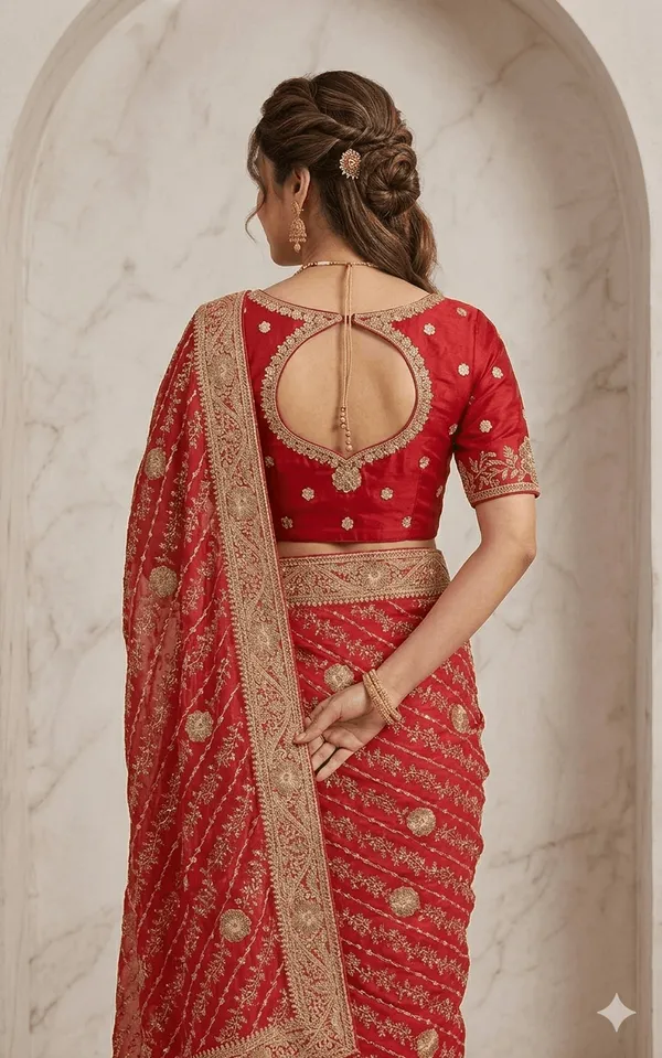 Red_Pure_Georgette_saree_For_Women