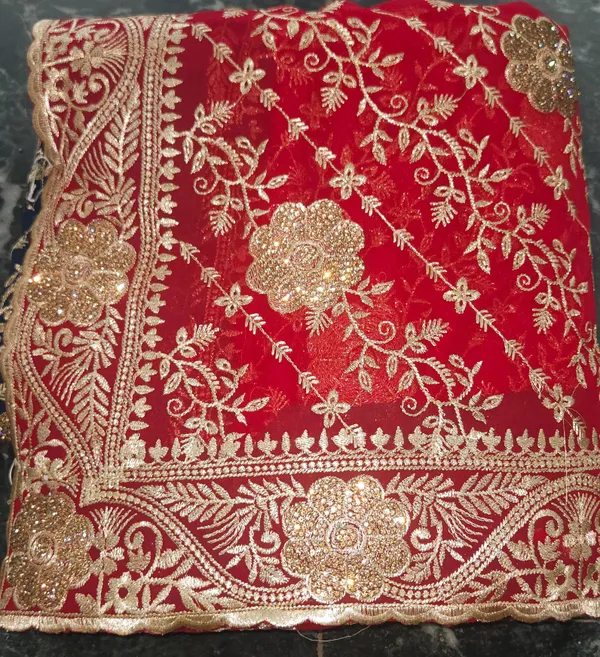 Red_Pure_Georgette_saree_For_Women