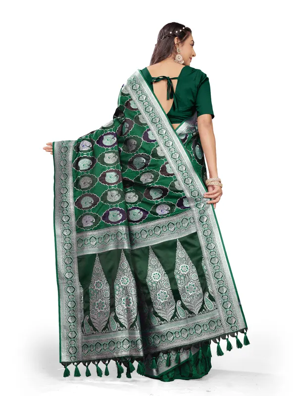 Green_Pure_Satin_Silk_And__Pure_Georgette_saree_For_Women