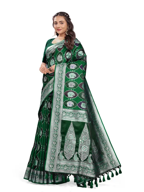 Green_Pure_Satin_Silk_And__Pure_Georgette_saree_For_Women