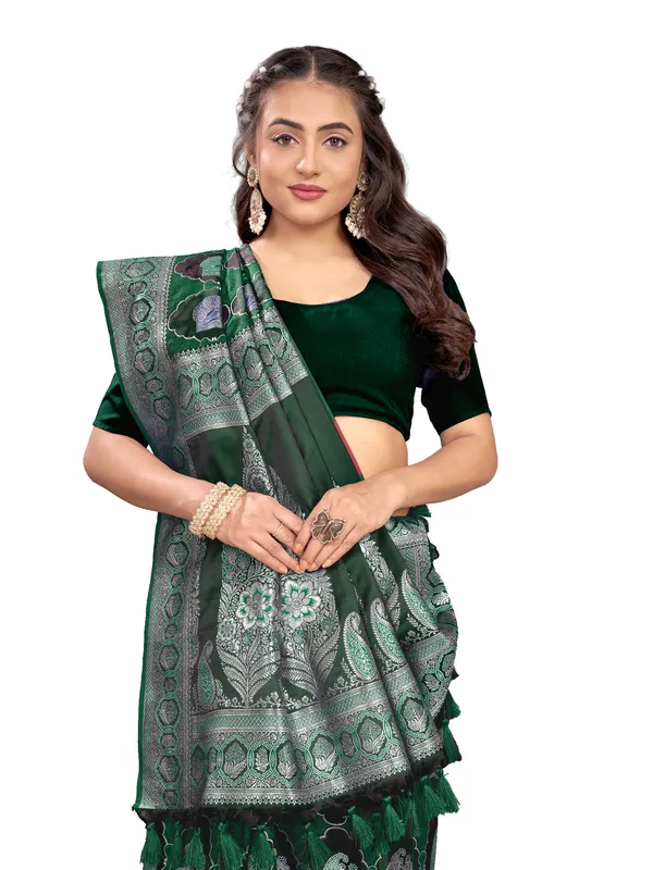 Green_Pure_Satin_Silk_And__Pure_Georgette_saree_For_Women