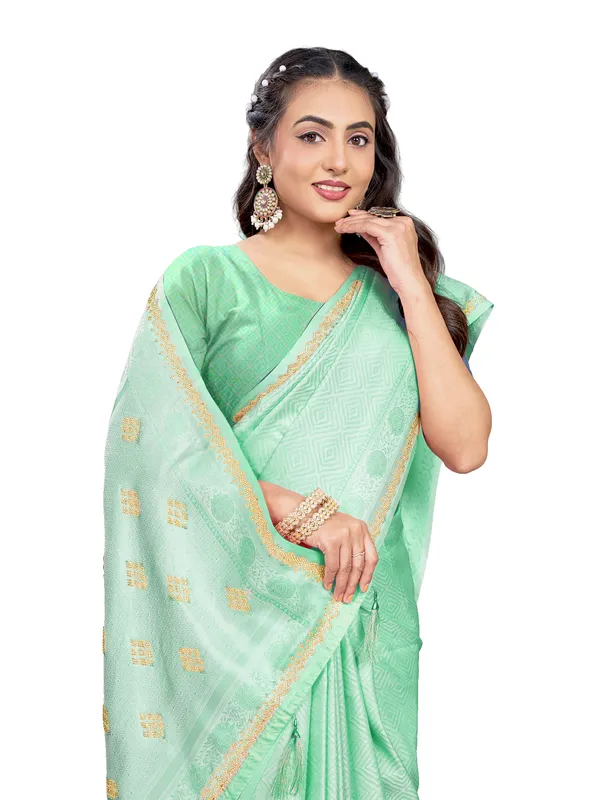 Green_Pure_Satin_Silk_And__Pure_Georgette_saree_For_Women