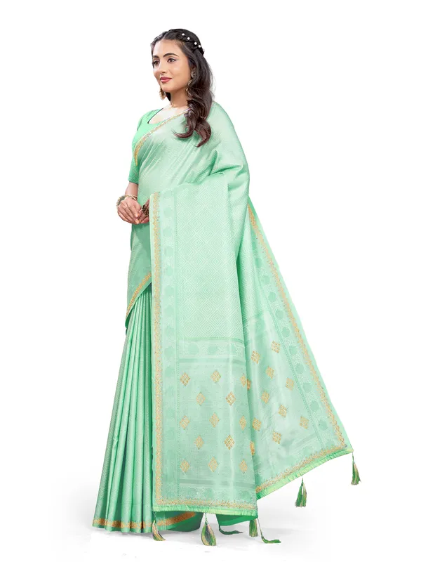 Green_Pure_Satin_Silk_And__Pure_Georgette_saree_For_Women
