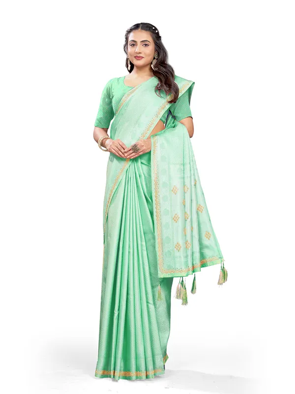 Green_Pure_Satin_Silk_And__Pure_Georgette_saree_For_Women