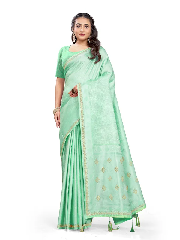 Green_Pure_Satin_Silk_And__Pure_Georgette_saree_For_Women