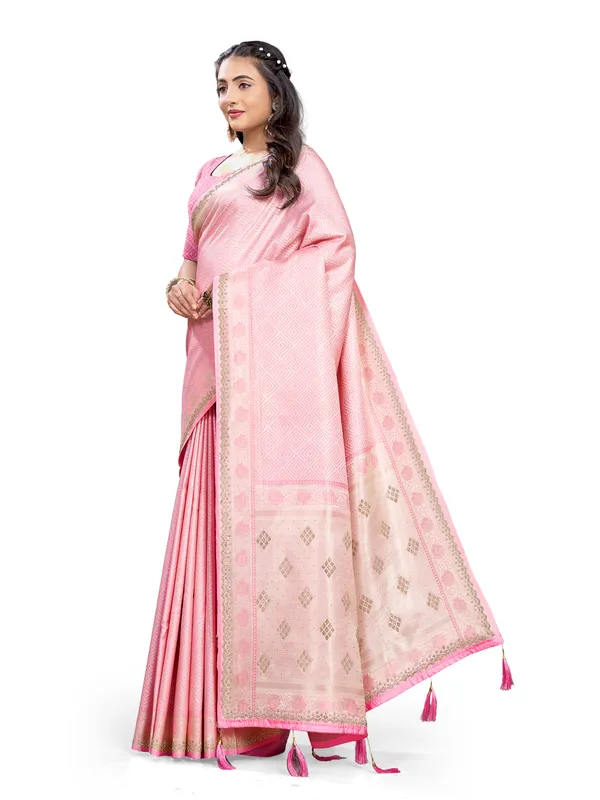 Pink_Pure_Satin_Silk_And__Pure_Georgette_saree_For_Women