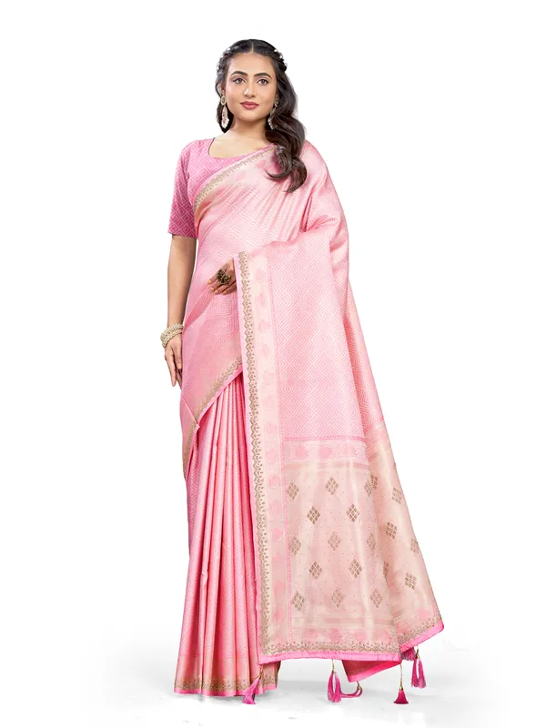 Pink_Pure_Satin_Silk_And__Pure_Georgette_saree_For_Women