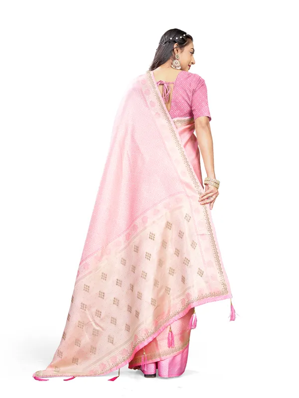 Pink_Pure_Satin_Silk_And__Pure_Georgette_saree_For_Women