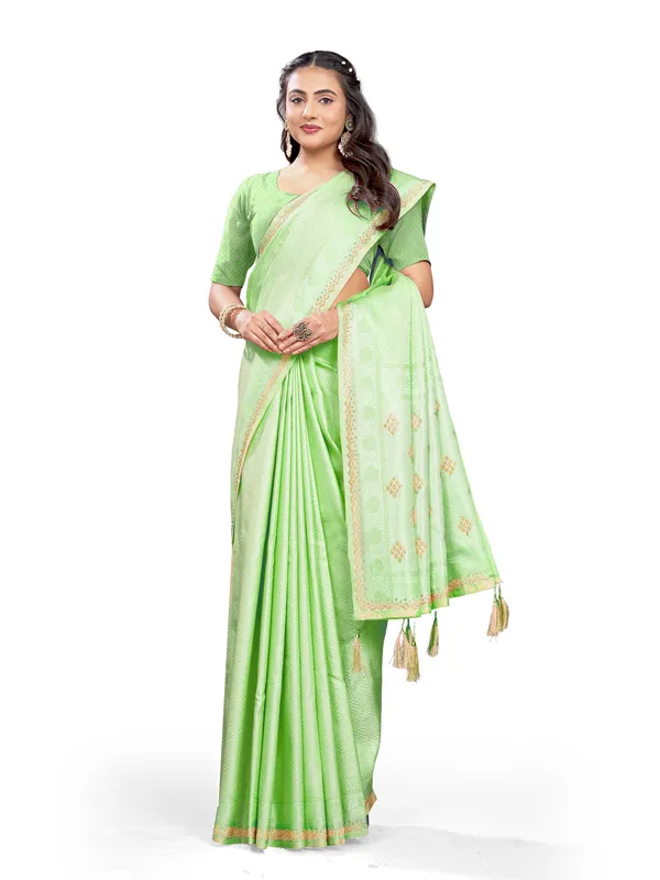 Green_Pure_Satin_Silk_And__Pure_Georgette_saree_For_Women