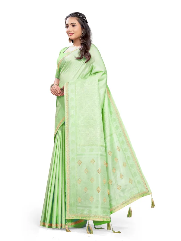Green_Pure_Satin_Silk_And__Pure_Georgette_saree_For_Women