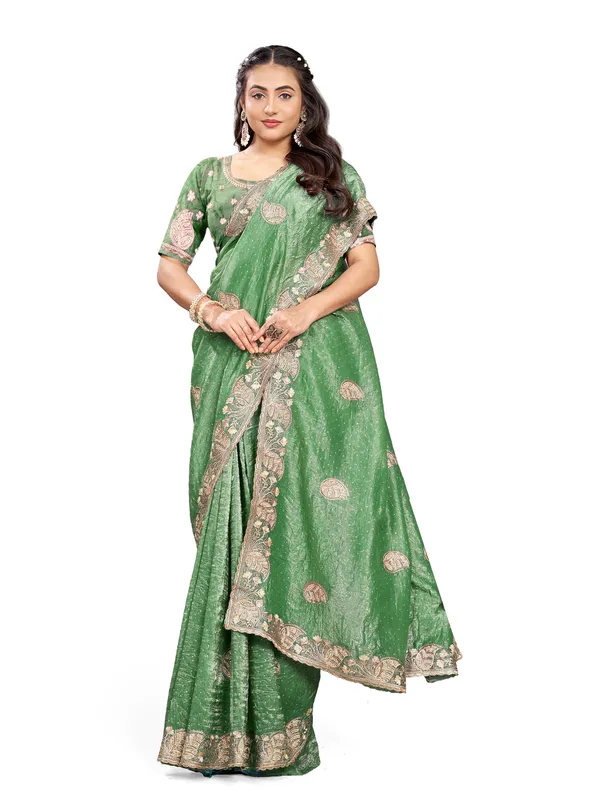 Green_Pure_Cotton_Silk_And__Pure_Georgette_saree_For_Women