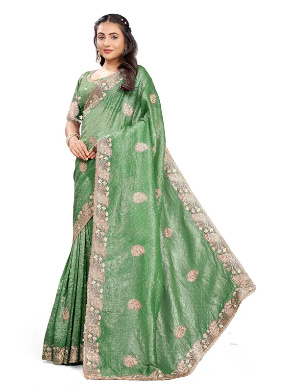 Green_Pure_Cotton_Silk_And__Pure_Georgette_saree_For_Women