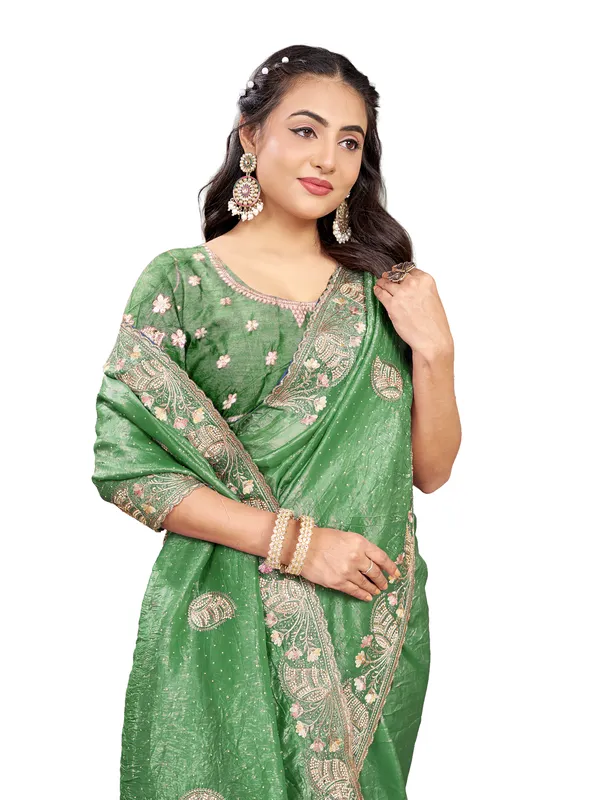 Green_Pure_Cotton_Silk_And__Pure_Georgette_saree_For_Women