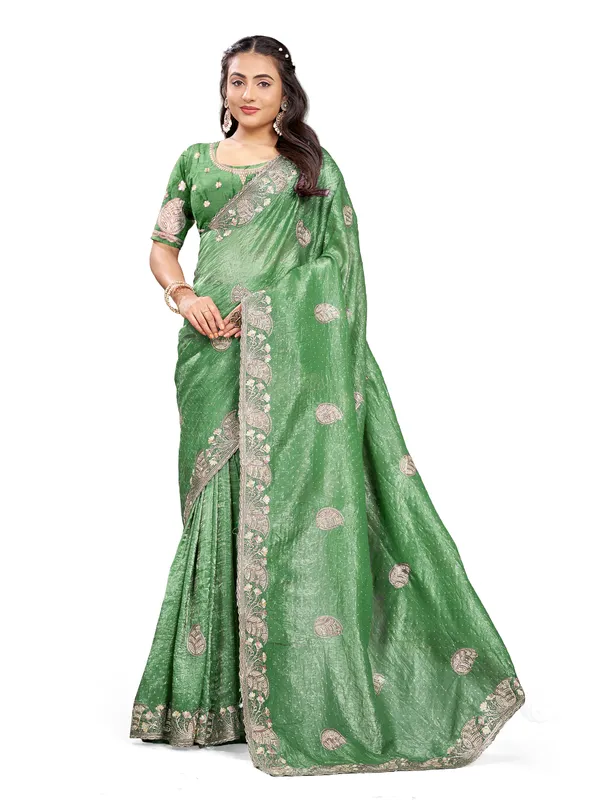 Green_Pure_Cotton_Silk_And__Pure_Georgette_saree_For_Women