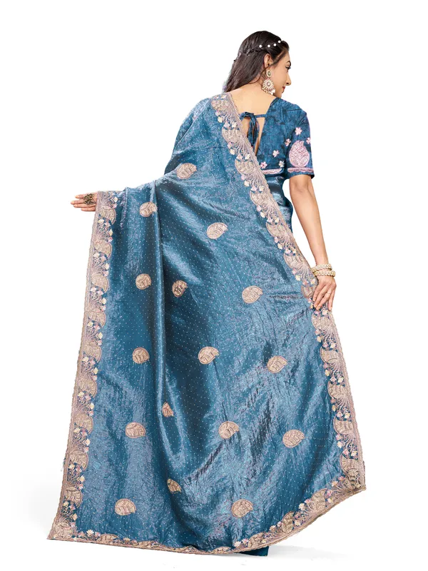 Blue_Pure_Cotton_Silk_And__Pure_Georgette_saree_For_Women