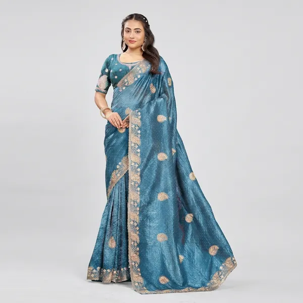 Blue_Pure_Cotton_Silk_And__Pure_Georgette_saree_For_Women