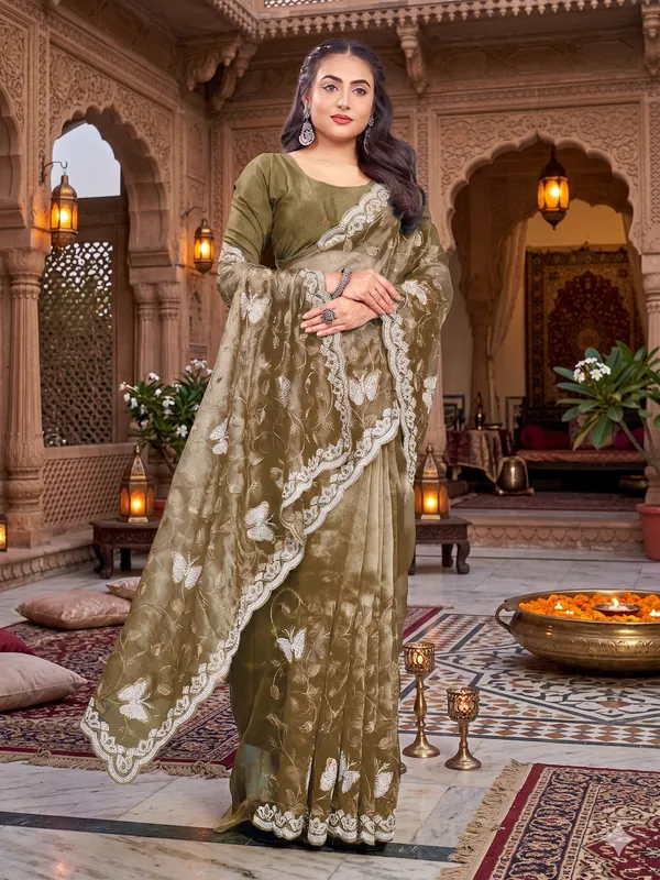 Brown_Mussam_And_Pure_Georgette_saree_For_Women