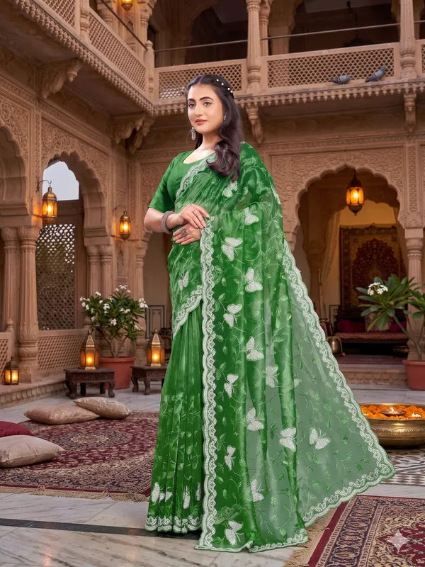 Green_Mussam_And__Pure_Georgette_saree_For_Women