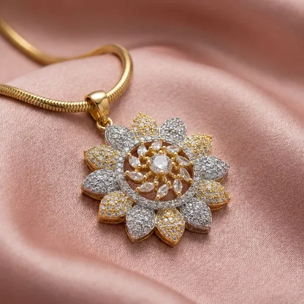 Golden_Ruby_Floral_Stud_Earrings_And_Pendant_Set