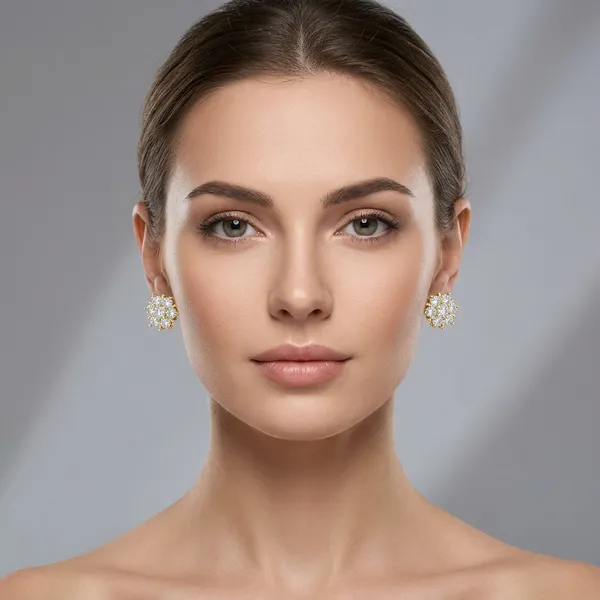 Gold_Plated_Floral_Cluster_Diamond_Stud_Earrings_For_Women