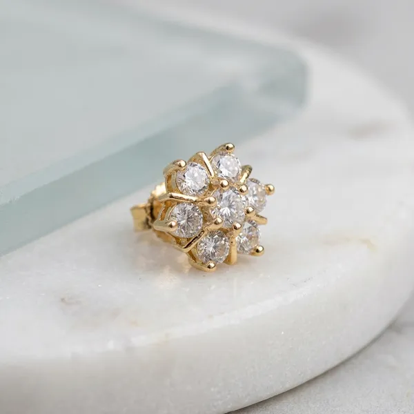 Gold_Plated_Floral_Cluster_Diamond_Stud_Earrings_For_Women