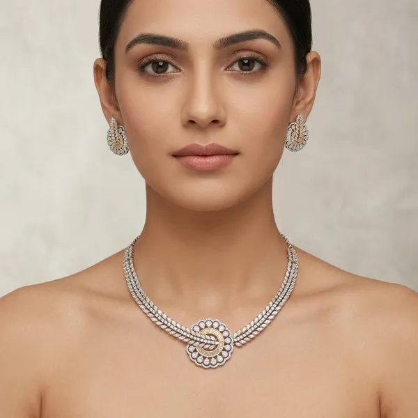 Silver_Tone_American_Diamond_Necklace_Set_For_Women