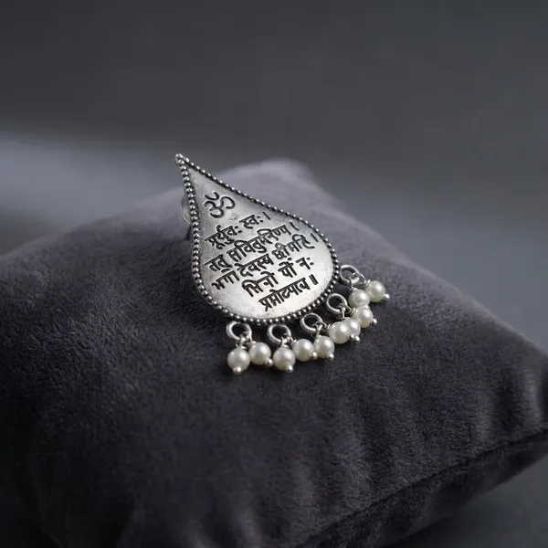 Silver_Oxidized_Sanskrit_Mantra_Teardrop_Earrings_For_Women