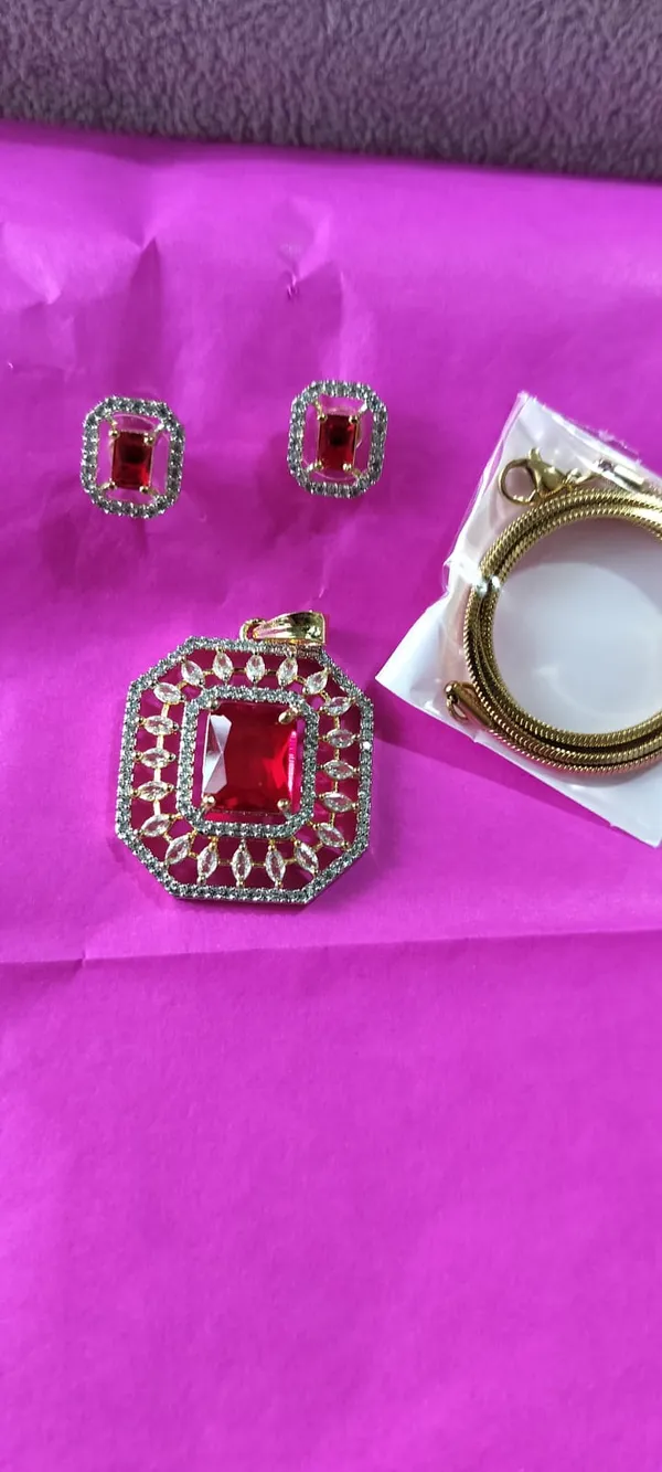 Red_Stone_Silver_Plated_Pendant_Set_With_Chain_And_Earrings