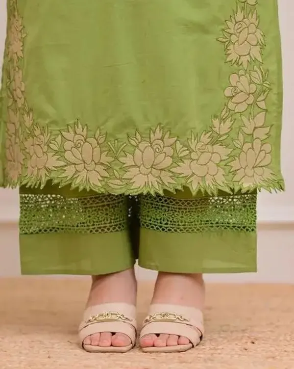 Olive_Green_Cotton_Floral_Embroidered_Kurta_Set_For_Women