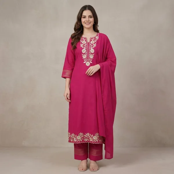 Pink_Cotton_Floral_Embroidered_Kurta_Set_With_Dupatta_For_Women