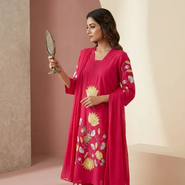 Rani_Pink_Cotton_Floral_Embroidered_Kurta_Set_With_Dupatta_For_Women