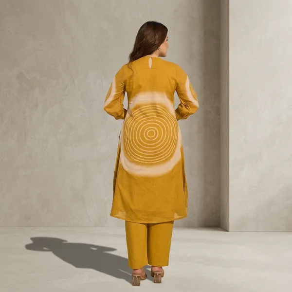 Mustard_Cotton_Tie_Dye_Printed_Straight_Kurta_Set_For_Women