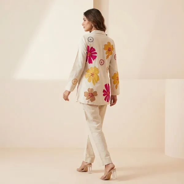 Off_White_Cotton_Floral_Embroidered_Blazer_Kurta_Set_For_Women