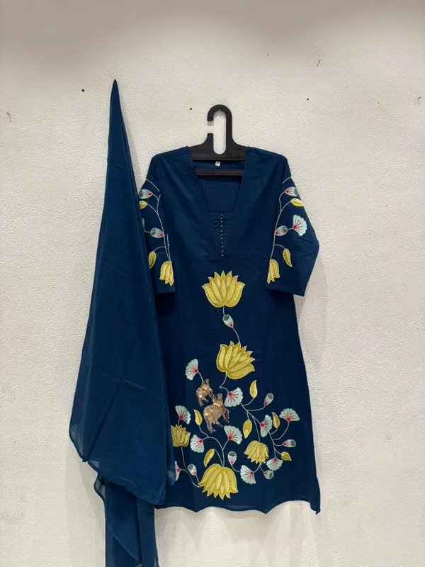 Blue_Cotton_Floral_Embroidered_Kurta_Set_With_Dupatta_For_Women