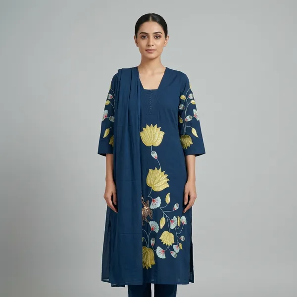 Blue_Cotton_Floral_Embroidered_Kurta_Set_With_Dupatta_For_Women