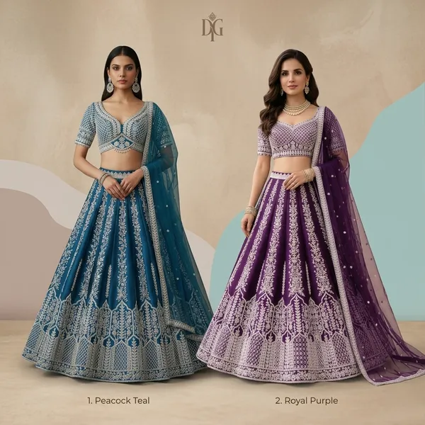 Blue_And_Purple_Premium_Georgette_Unstitched_Lehenga_Choli_For_Women_Pack_Of_2