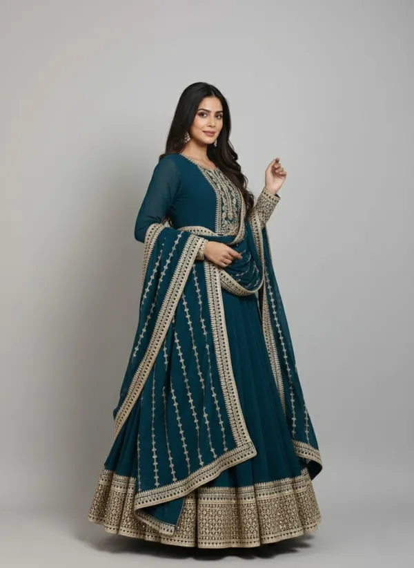 Dark_Green_Premium_Georgette_Anarkali_Gown_For_Women