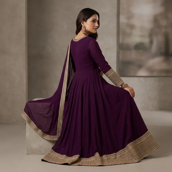 Dark_Green_And_Purple_Premium_Georgette_Anarkali_Gown_For_Women_Pack_Of_2