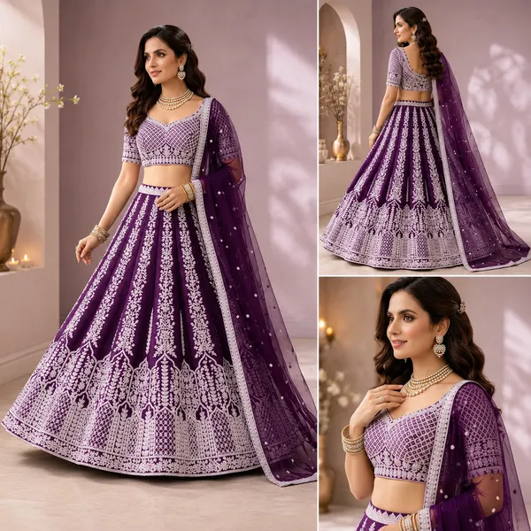 Purple_And_White_Premium_Georgette_Unstitched_Lehenga_Choli_For_Women