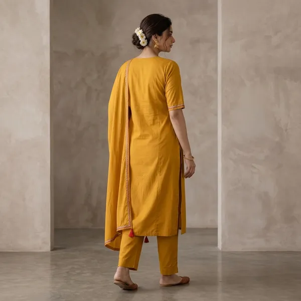 Mustard_Yellow_Premium_Cotton_Kurta_Set_For_Women