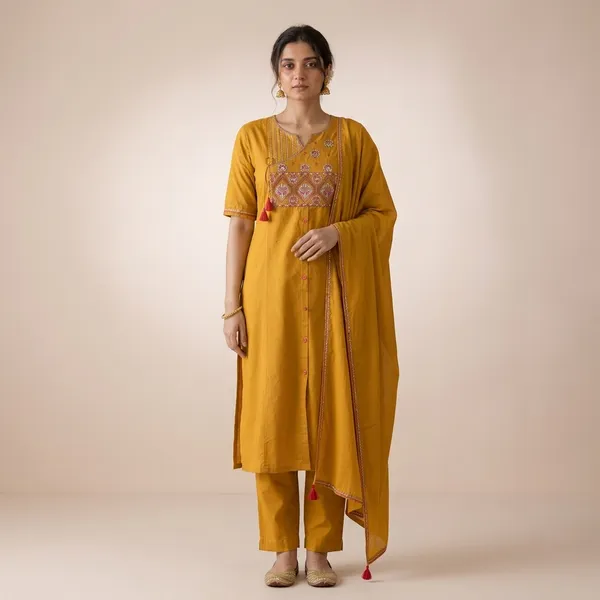 Mustard_Yellow_Premium_Cotton_Kurta_Set_For_Women