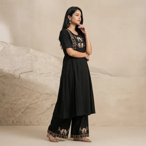 Black_Premium_Cotton_Kurta_With_Palazzo_Set_For_Women