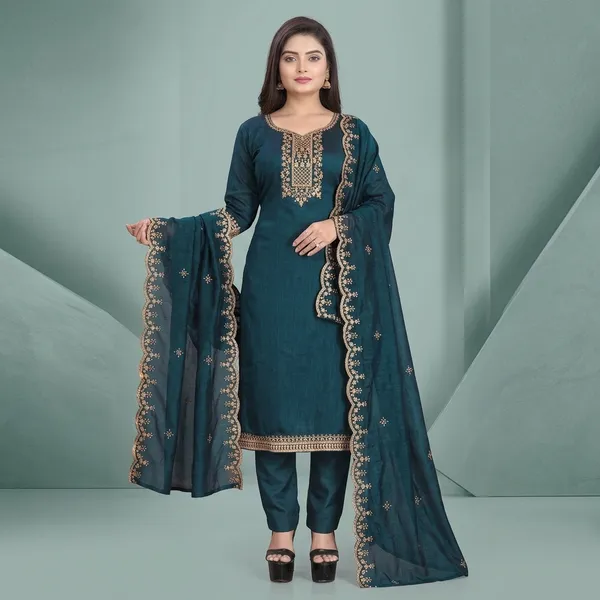 Teal_Premium_Cotton_Kurta_Set_For_Women