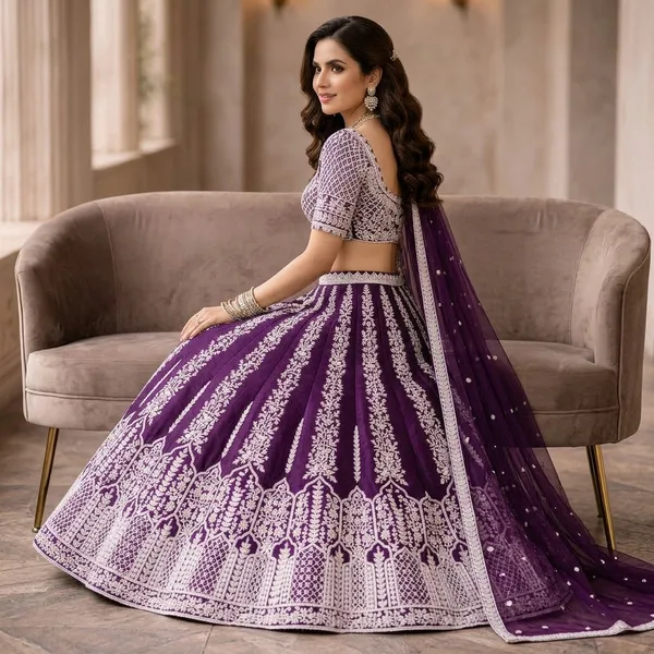 Purple_And_White_Premium_Georgette_Unstitched_Lehenga_Choli_For_Women