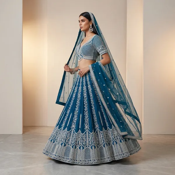 Blue_And_White_Premium_Georgette_Unstitched_Lehenga_Choli_For_Women