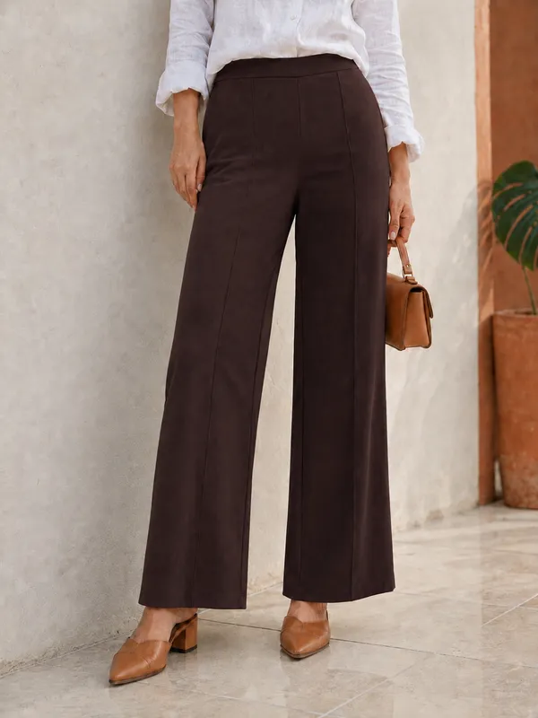 Zenavro_Women_Regular_Fit_Brown_Viscose_Rayon_Trousers_|_Straight_Fit_High_Waist_Stretchable_Pants