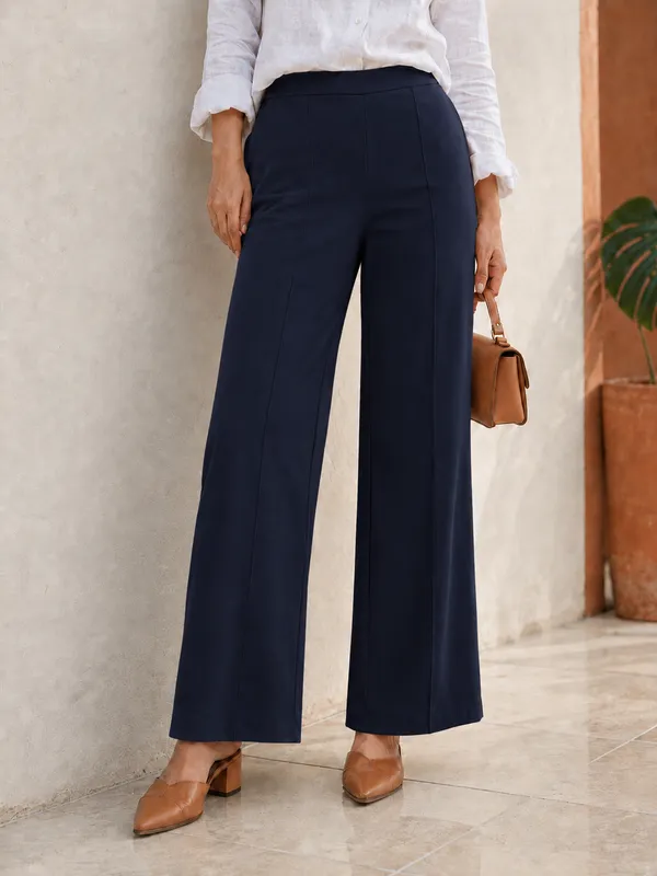 Zenavro_Women_Regular_Fit_Navy_Blue_Viscose_Rayon_Trousers_|_Straight_Fit_High_Waist_Stretchable_Pants