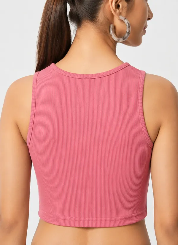 Zenavro_Women's_Pink_Ribbed_Crop_Tank_Top_|_Sleeveless_Round_Neck_Stretch_Crop_Top_|_Casual_Solid_Fitted_Summer_Top_for_Women_&_Girls