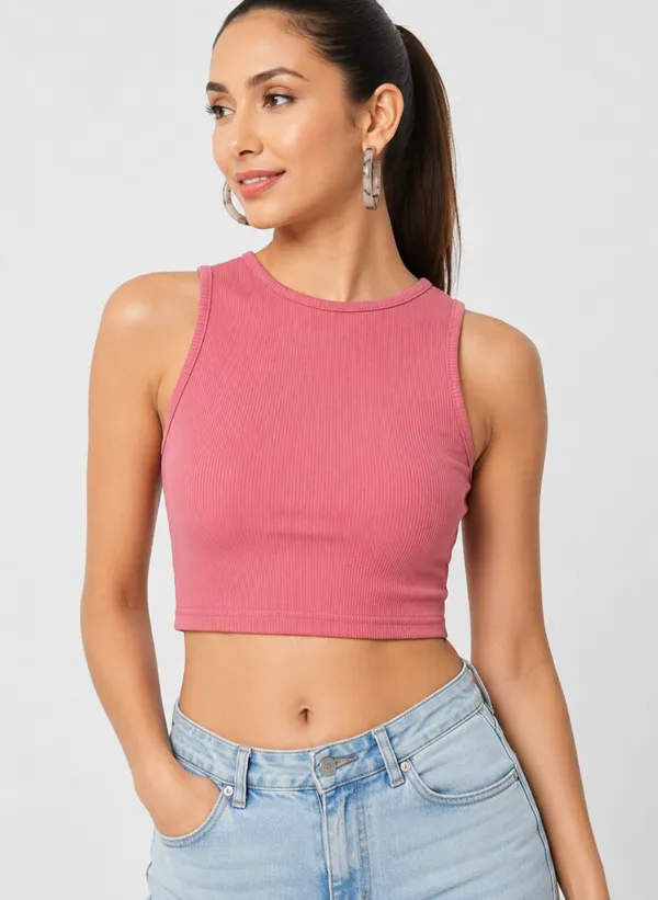 Zenavro_Women's_Pink_Ribbed_Crop_Tank_Top_|_Sleeveless_Round_Neck_Stretch_Crop_Top_|_Casual_Solid_Fitted_Summer_Top_for_Women_&_Girls